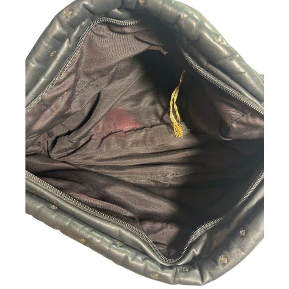 Vintage Rita Diana for Mylinka Black Metallic Rhinestone Leather Crossbody Purse - Picture 5 of 5